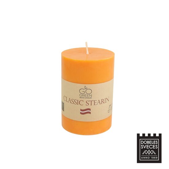 Lieta stearīna cilindriska svece - ORANŽA 70x100 mm